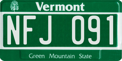 VT license plate NFJ091