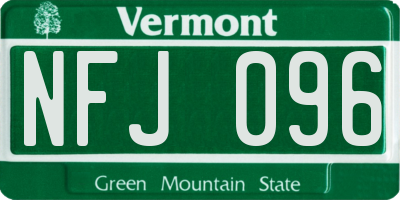 VT license plate NFJ096