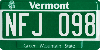 VT license plate NFJ098