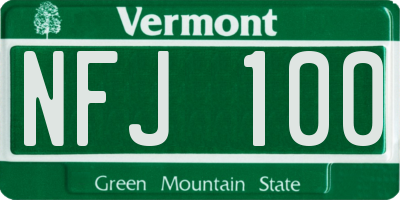 VT license plate NFJ100