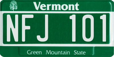 VT license plate NFJ101