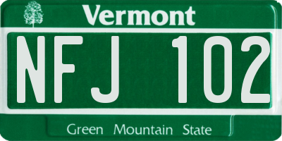 VT license plate NFJ102
