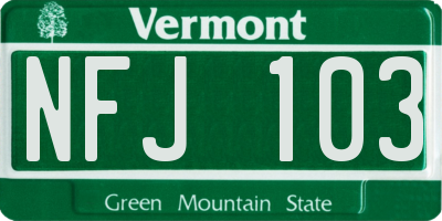 VT license plate NFJ103