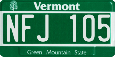VT license plate NFJ105