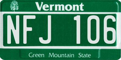 VT license plate NFJ106