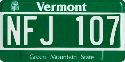 VT license plate NFJ107