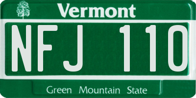 VT license plate NFJ110