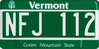 VT license plate NFJ112