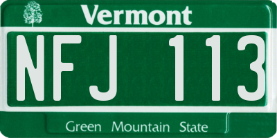 VT license plate NFJ113