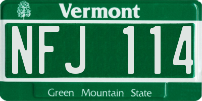 VT license plate NFJ114