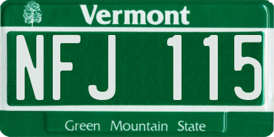 VT license plate NFJ115