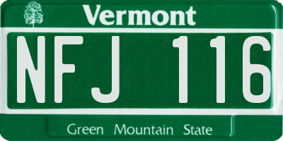 VT license plate NFJ116