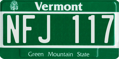 VT license plate NFJ117