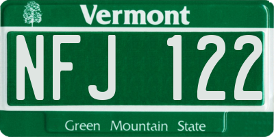 VT license plate NFJ122
