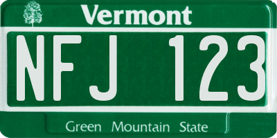 VT license plate NFJ123
