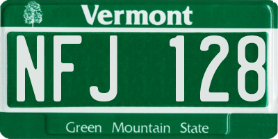 VT license plate NFJ128