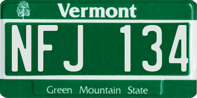 VT license plate NFJ134