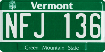 VT license plate NFJ136