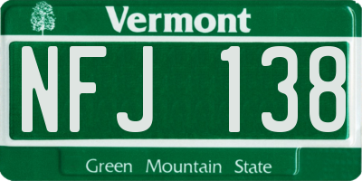 VT license plate NFJ138