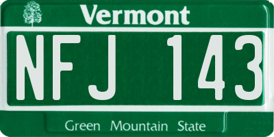 VT license plate NFJ143