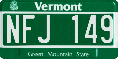 VT license plate NFJ149