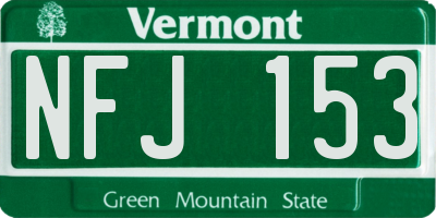 VT license plate NFJ153