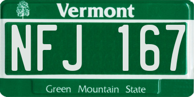VT license plate NFJ167