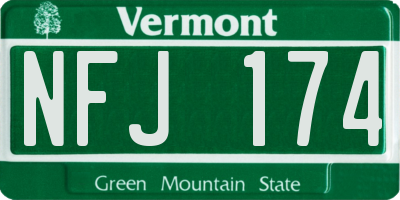 VT license plate NFJ174