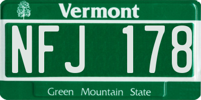 VT license plate NFJ178