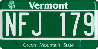 VT license plate NFJ179