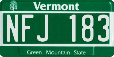 VT license plate NFJ183