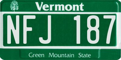 VT license plate NFJ187