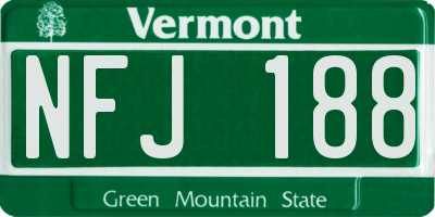 VT license plate NFJ188