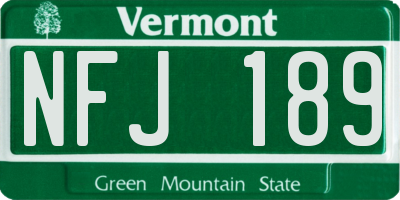 VT license plate NFJ189