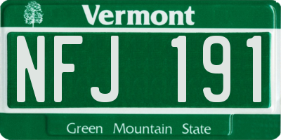 VT license plate NFJ191
