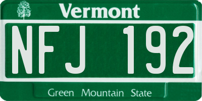 VT license plate NFJ192