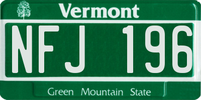 VT license plate NFJ196