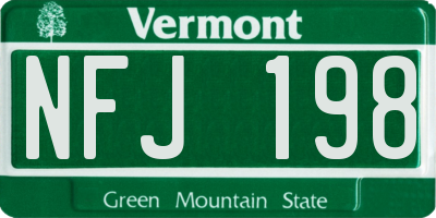 VT license plate NFJ198