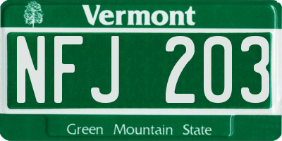 VT license plate NFJ203