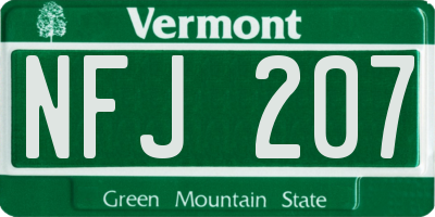 VT license plate NFJ207