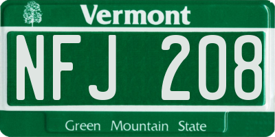 VT license plate NFJ208