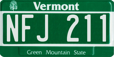 VT license plate NFJ211