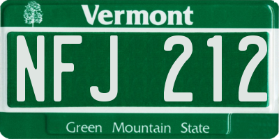 VT license plate NFJ212