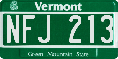 VT license plate NFJ213