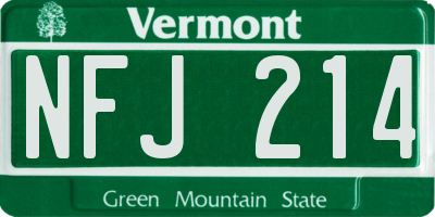 VT license plate NFJ214