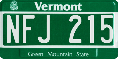 VT license plate NFJ215