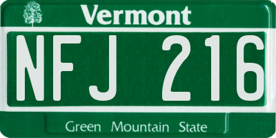 VT license plate NFJ216