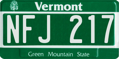 VT license plate NFJ217