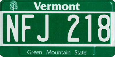VT license plate NFJ218