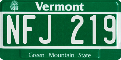VT license plate NFJ219